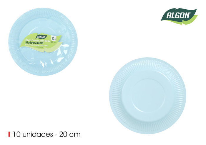 Algon Set 10 Platos Cartón Azul Baby Soja 21 cm (24 Unidades) Algon Set 10 Platos Cartón Azul Baby Soja 21 cm (24 Unidades)