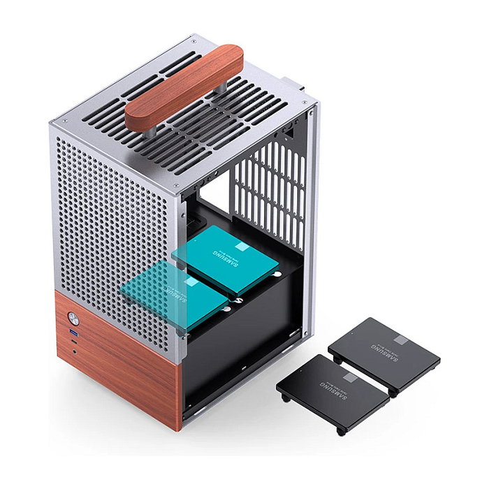 Jonsbo T6 Mini-Tower Mini-ITX con vidrio templado y madera - plata