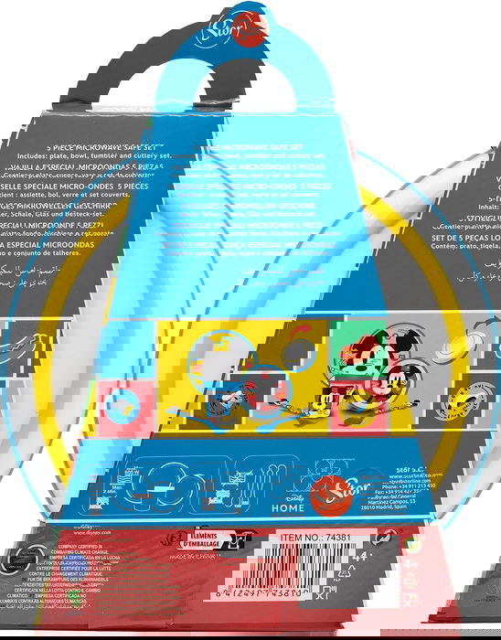 Mickey Set Premium Bicolor Antideslizante Vajilla Infantil 5 Piezas Plástico Alimentario Libre BPA CZ11306