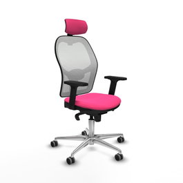 PIQUERAS Y CRESPO Silla de oficina Jorquera con mecanismo Sincro, Rosa y Blanco