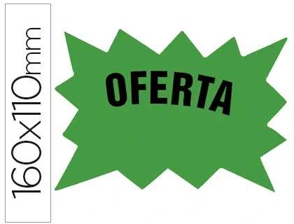 Blanca Etiqueta de cartulina marcaprecios oferta verde fluorescente 160x110 mm, 50 unidades Blanca Etiqueta de cartulina marcaprecios oferta verde fluorescente 160x110 mm, 50 unidades