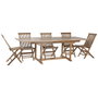 DKD Home Decor Mesa de Comedor para Terraza y Jardín Extensible Marrón Teca Set 9 piezas