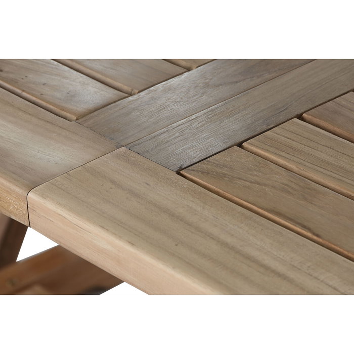 DKD Home Decor Mesa de Comedor para Terraza y Jardín Extensible Marrón Teca Set 9 piezas