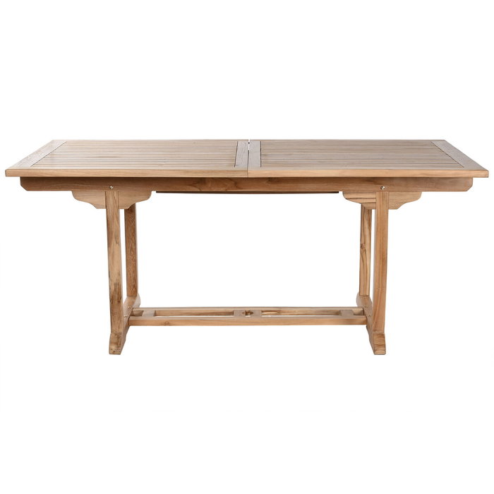 DKD Home Decor Mesa de Comedor para Terraza y Jardín Extensible Marrón Teca Set 9 piezas