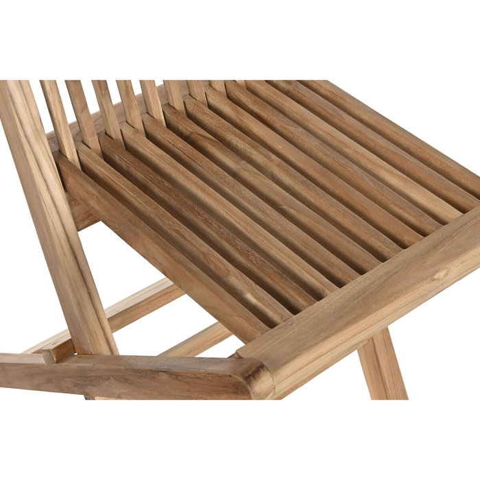 DKD Home Decor Mesa de Comedor para Terraza y Jardín Extensible Marrón Teca Set 9 piezas