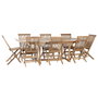 DKD Home Decor Mesa de Comedor para Terraza y Jardín Extensible Marrón Teca Set 9 piezas