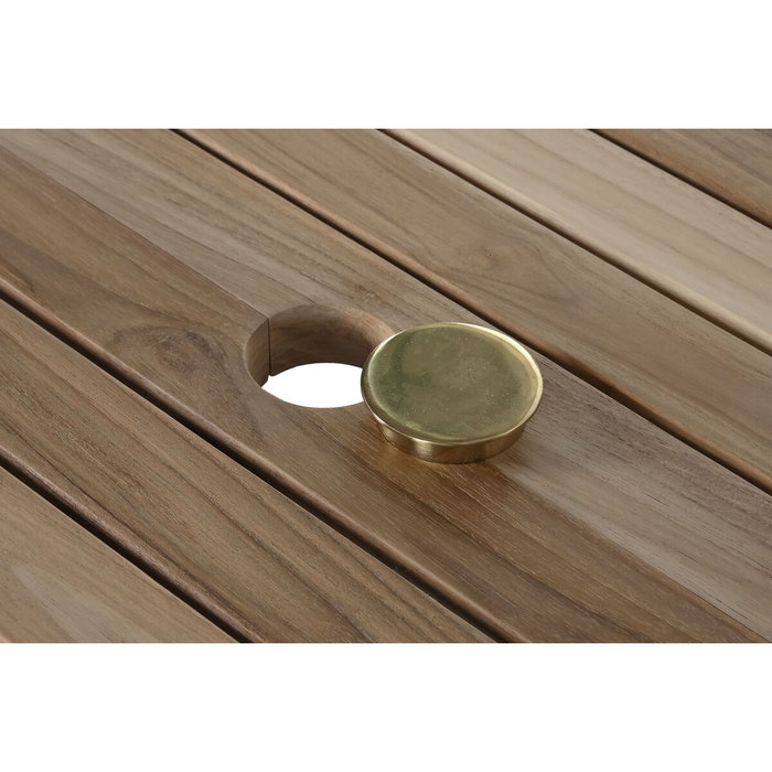 DKD Home Decor Mesa de Comedor para Terraza y Jardín Extensible Marrón Teca Set 9 piezas