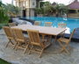 DKD Home Decor Mesa de Comedor para Terraza y Jardín Extensible Marrón Teca Set 9 piezas