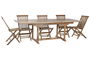 DKD Home Decor Mesa Comedor Terraza y Jardín Marrón Teca Extensible 100 x 180 cm (240cm) Set 9 piezas