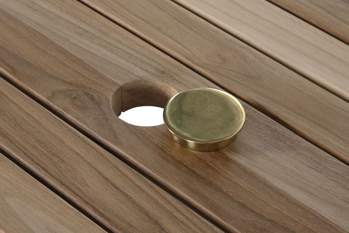 DKD Home Decor Mesa Comedor Terraza y Jardín Marrón Teca Extensible 100 x 180 cm (240cm) Set 9 piezas