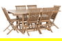 DKD Home Decor Mesa Comedor Terraza y Jardín Marrón Teca Extensible 100 x 180 cm (240cm) Set 9 piezas