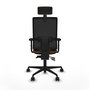 Silla de oficina Bormate con mecanismo Asincro tapizada con Tela color Marrón oscuro y malla color Negro. Equipada con lumbar 1D, Brazos 2D, Cabecero 2D y Ruedas 65mm nailon