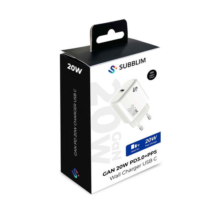 Subblim Cargador USB-C GaN 20W Blanco