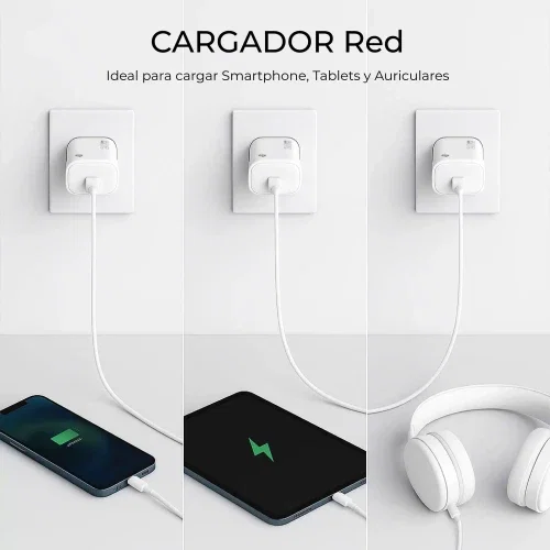 Subblim Cargador USB-C GaN 20W PD Pared/Viaje Blanco Subblim Cargador USB-C GaN 20W PD Pared/Viaje Blanco