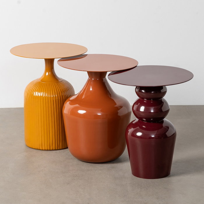 Mesa Auxiliar Terracota Metal Decoración 38 X 38 X 47 cm