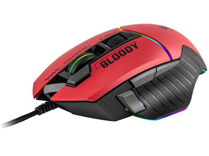 A4-Tech Bloody W95Max USB Sports Red Ratón Gaming, Sensor BC3332-A, 12000 CPI, 2000 Hz, RGB, Negro y Rojo