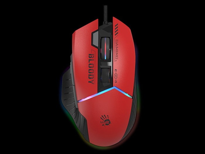 A4-Tech Bloody W95Max USB Sports Red Ratón Gaming, Sensor BC3332-A, 12000 CPI, 2000 Hz, RGB, Negro y Rojo