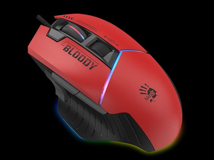 A4-Tech Bloody W95Max USB Sports Red Ratón Gaming, Sensor BC3332-A, 12000 CPI, 2000 Hz, RGB, Negro y Rojo
