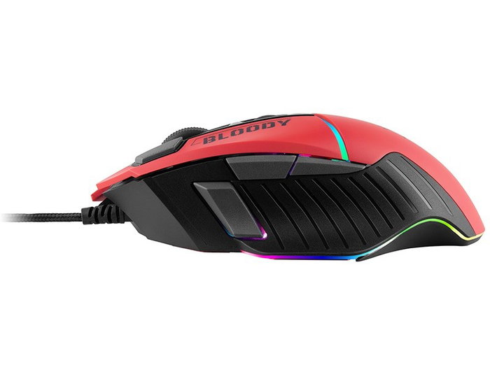 A4-Tech Bloody W95Max USB Sports Red Ratón Gaming, Sensor BC3332-A, 12000 CPI, 2000 Hz, RGB, Negro y Rojo