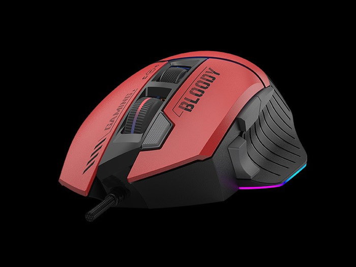 A4-Tech Bloody W95Max USB Sports Red Ratón Gaming, Sensor BC3332-A, 12000 CPI, 2000 Hz, RGB, Negro y Rojo