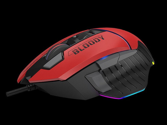 A4-Tech Bloody W95Max USB Sports Red Ratón Gaming, Sensor BC3332-A, 12000 CPI, 2000 Hz, RGB, Negro y Rojo