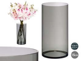 Giftdecor Jarrón Decorativo Cilíndrico de Acrílico Negro para Flores, 15x30 cm (Set de 12)