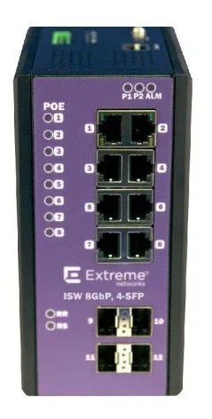 Extreme Networks Switch Gestionado L2 16804, 8 Puertos Gigabit Ethernet (10/100/1000) con PoE+, 4 Ranuras SFP, 480W, Negro/Lila