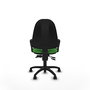 Silla de oficina Algarra con mecanismo Asincro tapizada con Tela color Verde. Equipada con Base poliamida negra, Brazos fijos y Ruedas de nailon 50 mm