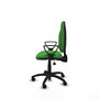 Silla de oficina Algarra con mecanismo Asincro tapizada con Tela color Verde. Equipada con Base poliamida negra, Brazos fijos y Ruedas de nailon 50 mm