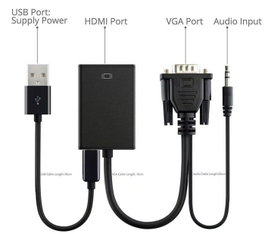 MicroConnect Adaptador activo de VGA macho a HDMI hembra con alimentación USB