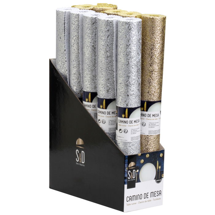 Saveur et Degustation Camino de Mesa Table en Fête 150x33 cm Plateado Dorado