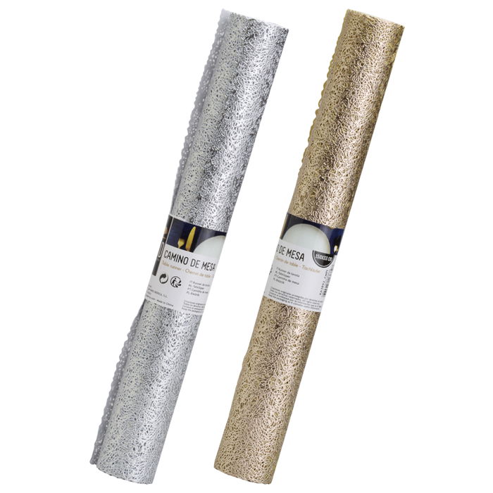 Saveur et Degustation Camino de Mesa Table en Fête 150x33 cm Plateado Dorado