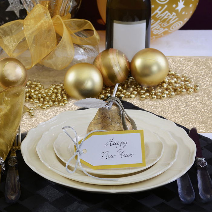 Saveur et Degustation Camino de Mesa Table en Fête 150x33 cm Plateado Dorado