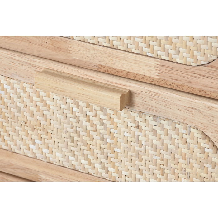 DKD Home Decor Cajonera Rubberwood y Ratán Natural 40x30x93