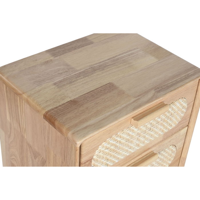 DKD Home Decor Cajonera Rubberwood y Ratán Natural 40x30x93