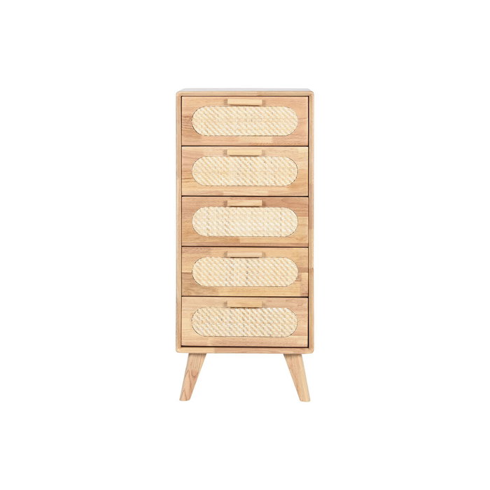 DKD Home Decor Cajonera Rubberwood y Ratán Natural 40x30x93