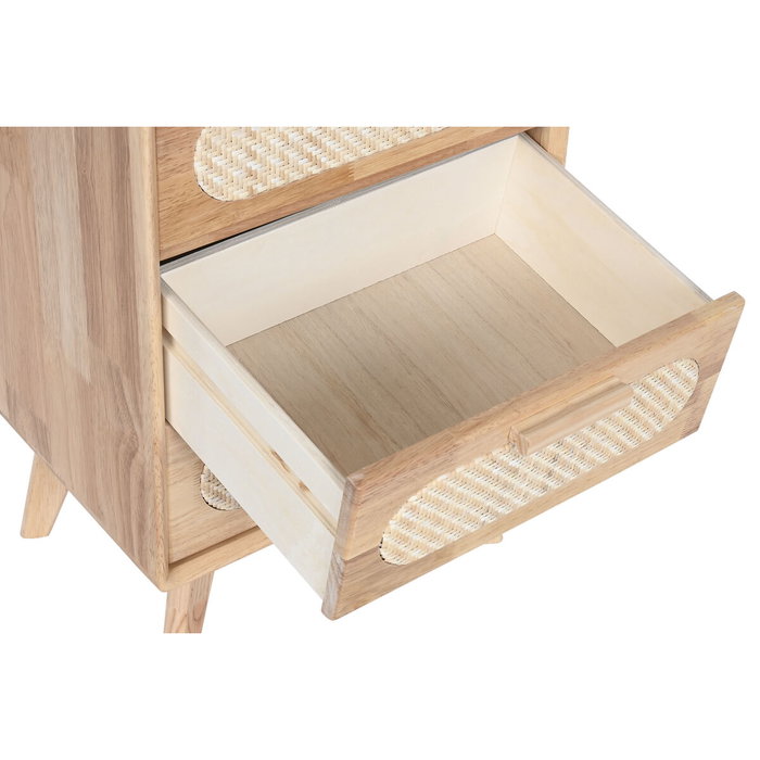 DKD Home Decor Cajonera Rubberwood y Ratán Natural 40x30x93