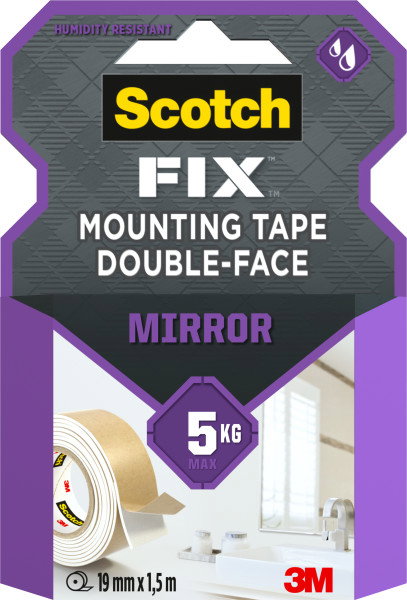 Scotch Cinta de Doble Cara para Montaje de Espejos 19 mm x 1,5 m