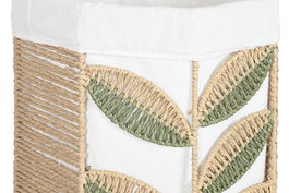 DKD Home Decor Cesta Tropical Verde Natural Fibra Poliester Set de 3 Piezas 41 x 51 x 41 cm