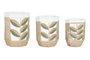 DKD Home Decor Set de 3 Cestos de Fibra y Poliéster Verde, Natural y Blanco
