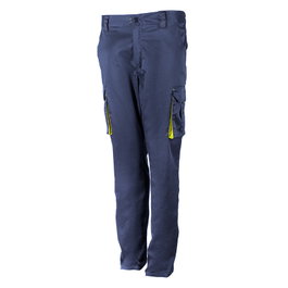VELILLA Pantalón Stretch Multibolsillo Bicolor Azul Marino y Amarillo Flúor Talla 52