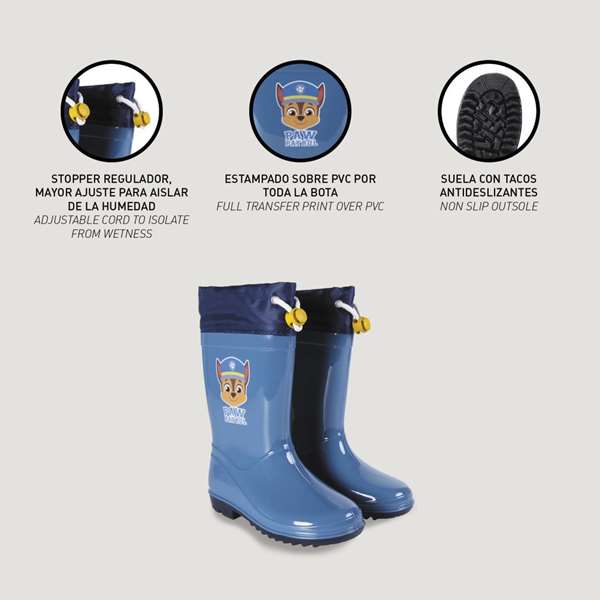 Cerdá T026 Botas de Lluvia de PVC para Niños con Diseño Paw Patrol - Color Azul, Talla 26, Recomendadas para 3+ Años