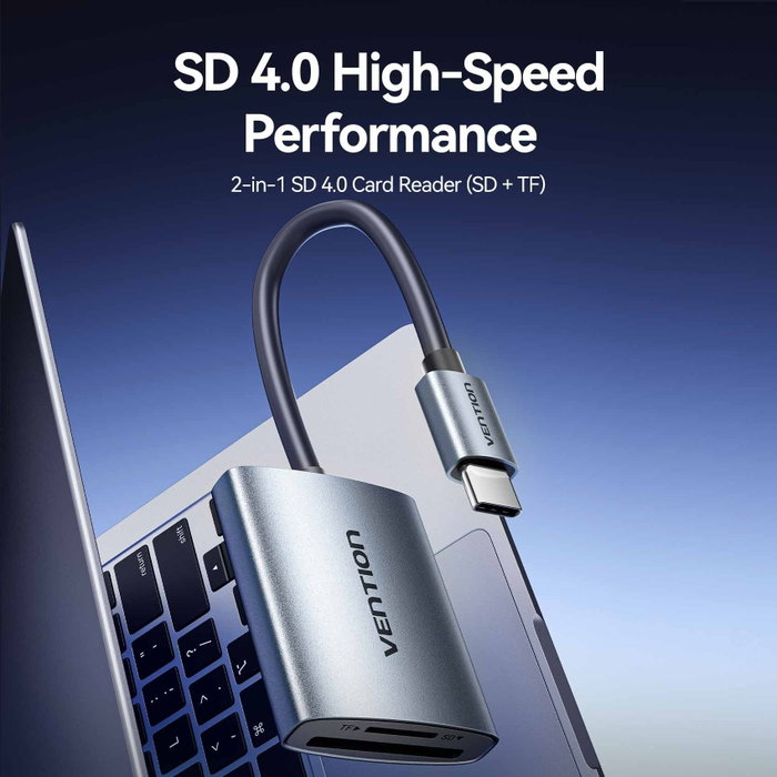 Vention Lector de Tarjetas 2 en 1 USB-C 3.0 SD/TF Gris Vention Lector de Tarjetas 2 en 1 USB-C 3.0 SD/TF Gris