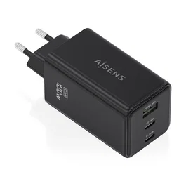 AISENS Cargador GaN 100W con 2x USB-C PD3.0 QC4.0 QC5.0 y 1x USB-A QC3.0 Negro
