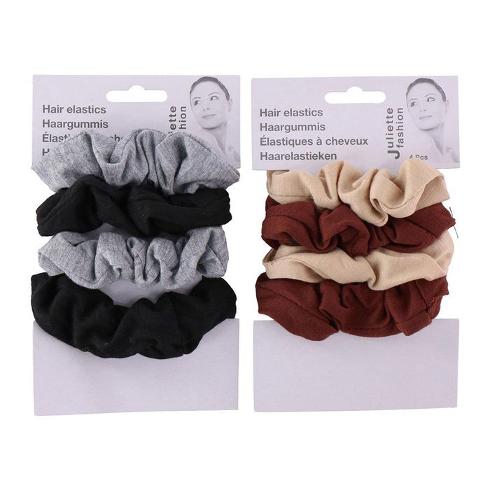 Juliette Fashion Elásticos para el cabello colores surtidos pack 4 uds gris negro marrón beige