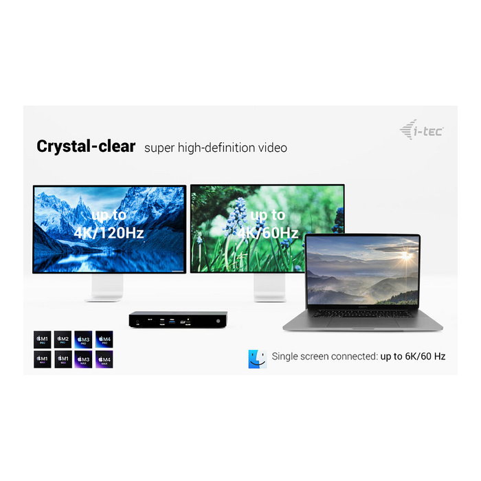 I-tec Estación de acoplamiento Thunderbolt 4 TB4TRIPLEDOCKPDUK con 3 pantallas