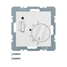 Berker 20308989 Interruptor Rotativo para Control de Temperatura, Blanco, 250 V, 50-60 Hz, Interruptor de Regulador