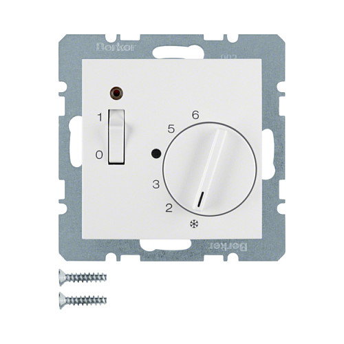 Berker 20308989 Interruptor Rotativo para Control de Temperatura, Blanco, 250 V, 50-60 Hz, Interruptor de Regulador