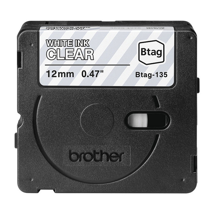 Brother BTAG-135 Cinta de Etiquetas 12mm x 4m Blanco sobre Transparencia para P-touch PT-N10, PT-N20, PT-N25BT