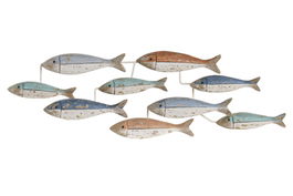 DKD Home Decor - Decoración para Pared Antique, Placa Decorativa Multicolor de Paulownia y Metal, 4.5 x 17 x 53 cm (Pack de 2 Unidades)